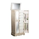 Hives & Honey Meadow Standing Jewelry Armoire Cabinet, Jewelry Storage Organizer with Top Flip Mirror, 2 Doors, 7 Drawers, Jewelry Chest, Jewelry Box for Necklace, Earring, Bracelet, Taupe - Image 3