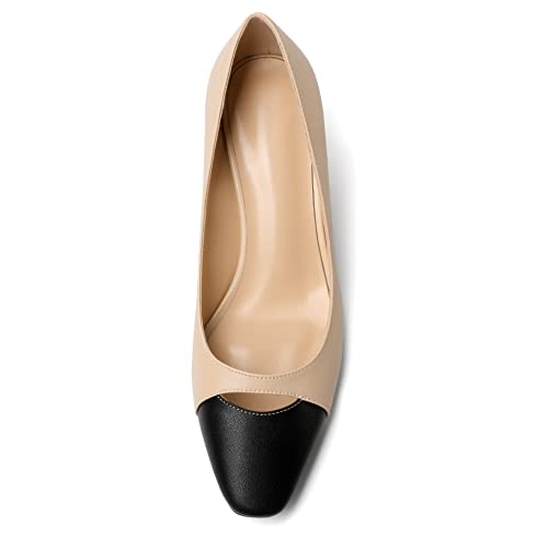 Zamikoo Women's Block Mid Heel Pumps Square Toe Slip-on Chunky Heels Ladies Work Office Dress Shoes 2.5 Inch3