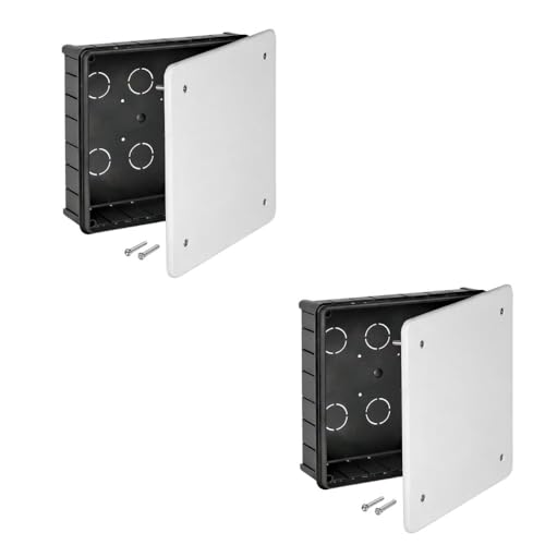 RASMACOR | Lot de 2 Boîtes de Dérivation à Encastrer 200x200x65 mm | Couvercle avec Vis | Boîte Électrique Encastrable 200x200 | RÉF 292060 |...