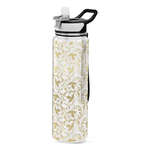 Bouteille d'eau en plastique transparent design chic doré pour bureau - 2