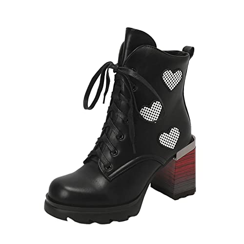 Cocila Botines De Mujer Otoño E Invierno Tendencia Cambio Estampado Cómodo Tacón Cuadrado Grueso Botas Engomadas Altas Marrones Tacon Piel Bajo Barefoot Vestir Agua Zapatillas Blancas Hombre