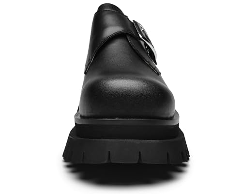 JIONS Mens Black Leather Derby Shoes Non-Slip 2.36" Thick-Soled Big Round-Toed Buckle Platform Dress Business Oxfords3