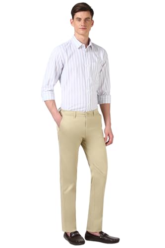 Image of Peter England Men's Straight Fit Mid Rise Chino Casual Trouser with Premium Dobby