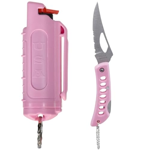 Police Magnum Belt Clip Pepper Spray Combo Safety Kit- Maximum Heat Strength OC with Pink Pocket Knife Self Defense- Made in The USA- 1 Pack Soft Pink H.S & PNK KNF