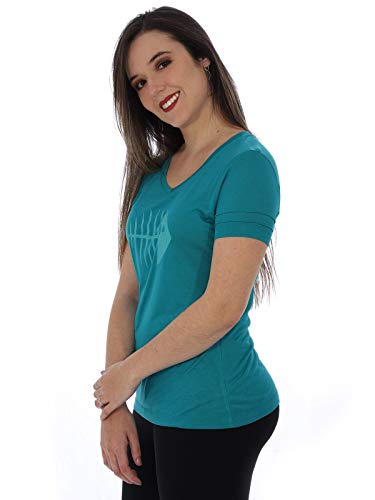 Baby Look Feminina Manga Curta Decote V. Viscolycra Verde