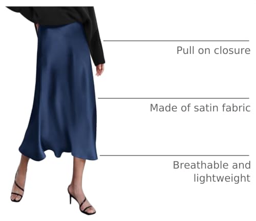 Image of Zeagoo Skirts for Women High Waist Skirt Elegant Midi Skirt Satin
