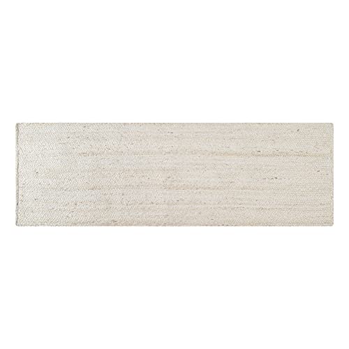Hausattire Hand Woven Jute Braided Rug, 2'x6' – Off White,