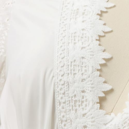 Strandkleid Damen Bikini Cover Up Sommer Boho Strandponcho Badeanzug V- Ausschnitt Baumwolle Strand Tunika Beach Strandkleider Strand Kleid für Womens-6