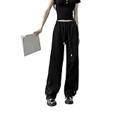 [Tuten] スウェットパンツ レディース ストレート ワイドパンツ ゆったり 無地 イージーパンツ 柔らかい ウエストゴム付き ジョガーパンツ 通勤 日常（B-XL）