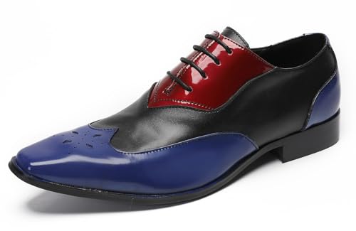 Santimon Mens Oxfords Casual Dress Leather Three Tone Formal Derby Wedding Ballroom Halloween Fashion Western Walking Shoes for Men