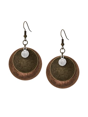 MINACHI Bohemian Antique Layered Circular Disc Dangle Drop Earrings, Boho Jewelry Gift for Women
