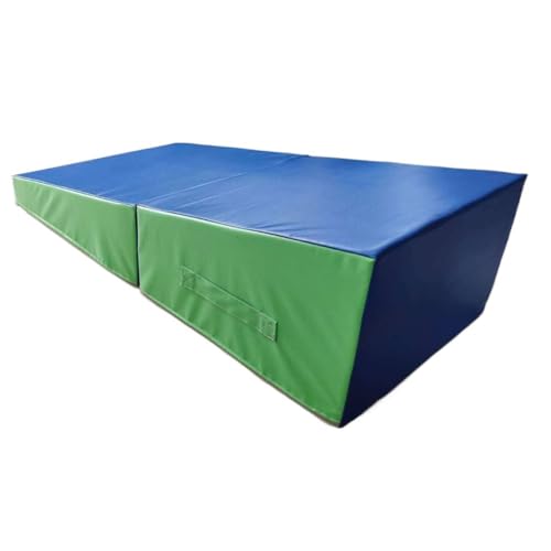 Rygcrud Gymnastics Incline Mat, Folding Cheese Wedge Mat Skill Shape, Indoor/Outdoor Exercise Tumbling Mat for Children Girls Home Play/Training (Color : Blue, Size : 120x60x35cm)
