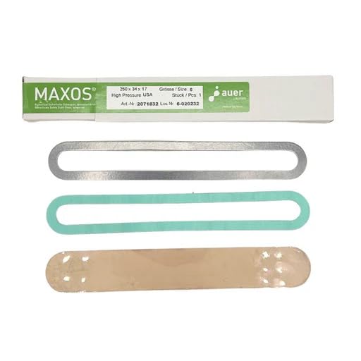 Maxos Transparent Gauge Glass Kit 1500LB for Boiler Liquid Level Gauges with Grafoil, Cushion, & Mica (Size: #9-340mm x 34mm x 17mm)