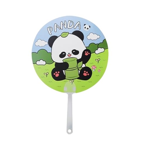 Panda Pattern Round Hand Fan | Cartoon Cute Panda Hand Fan | Compact And Creative Animal Design Cooling Fan | Perfect For Outdoor Games, Beach And Travel - Hand Fan Accessories