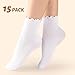 LITERRA 15 Pairs Women's Ruffle Calf Ankle Socks - Cute Fashion Breathable Casual Socks, Size 5-10/10-13 Bulk Pack