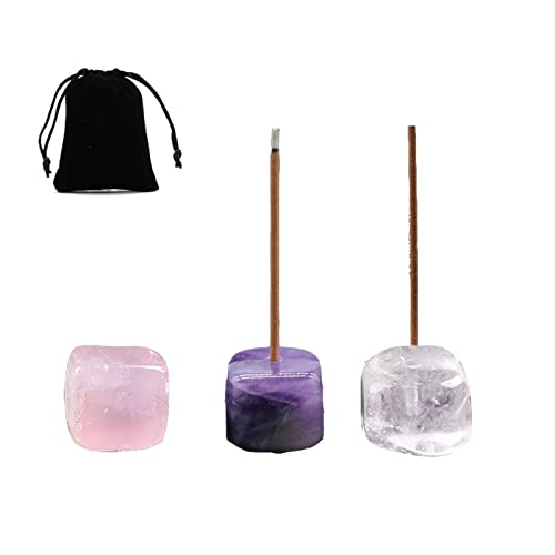 Skmihjl 3Pcs Crystal Incense Holder For Sticks Healing Crystal Stone Incense Burner Ash Catcher Incense Stick Holder For Yoga, Meditation And Home Office Decor (White Pink Purple) #TOP16