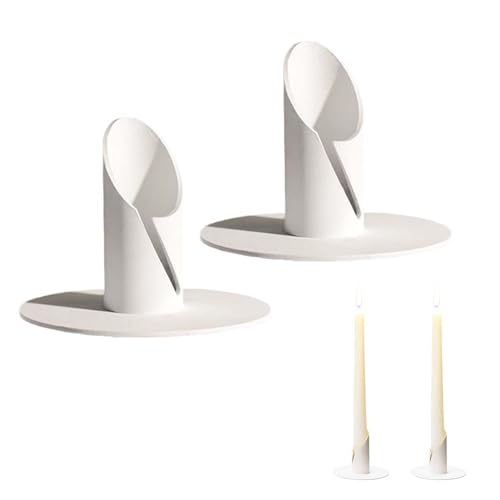 Bougeoir, 2 Pièces 2,2cm Bougeoir de Dîner aux Chandelles, Douilles pour Bougies en Métal, Porte Bougies Pilier, Chandelier Vintage, pour Mariages, Baptêmes, Fêtes, Soirées, Blanc
