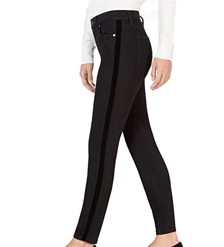 Maison Jules Womens Side-Stripe Skinny Fit Jeans, Black, 02