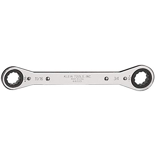 Best Cyber Monday 🔥 Klein Tools 68205 Ratcheting Box Wrench 11/16-Inch x 3/4-Inch with Reverse Racheting and Chrome Plated Finish