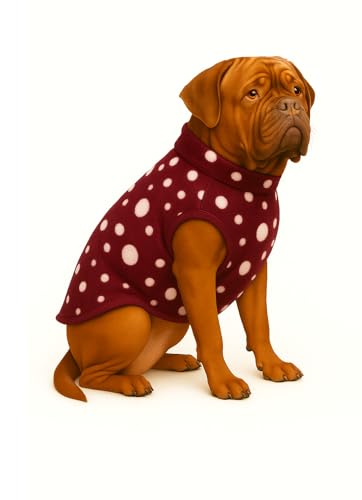 Image of The Pets Company Dog Winter Coat Jacket, Clothes, Windproof, Light Weight, Washable, Ultra Warm Thick Fleece Lined Dog Vest for Cold Weather Protection, (Polka Maroon Cherry, XX-Large - 30 Inch)