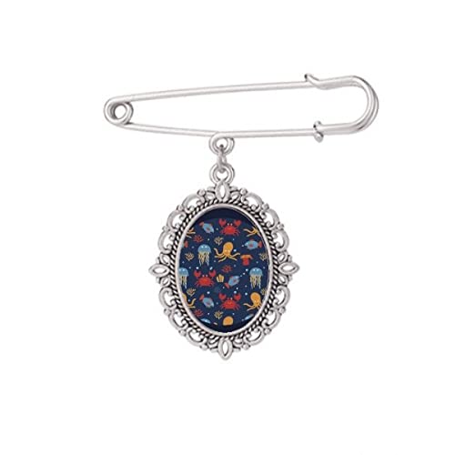 Broche crabe seiche méduse vêtement femme accessoire robe veste