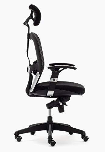 Silla de ordenador ergonómica Euromof Boston Cabezal | Negro Profesional