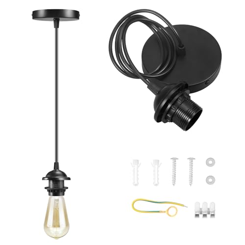 Black Pendant Light Kit, Vintage Hanging Light Kit, Hardwired Lamp Kit
