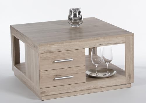 möbelando Couchtisch >Flor< in San Remo aus Dekor-Folie - 80x45,6x80cm (BxHxT)