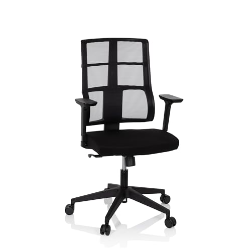 hjh OFFICE 810025 Profi Bürostuhl SPINIO Stoff Schwarz Büro Drehstuhl mit Netzrücken, Rückenlehne höhenverstellbar
