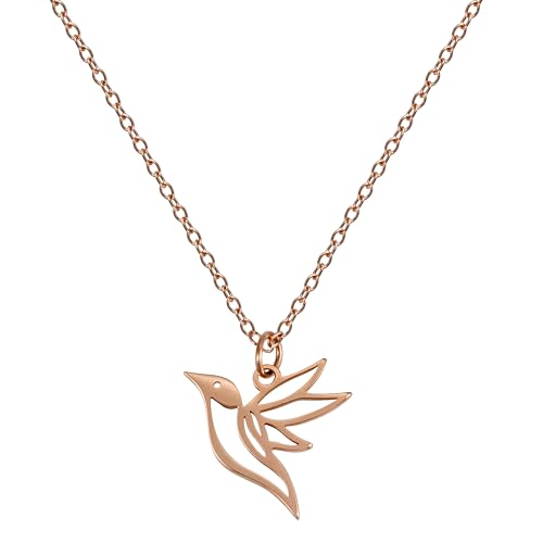 BONNYBIRD® Kette mit Kolibri Anhänger Rosegold Halskette Damen Vogel...