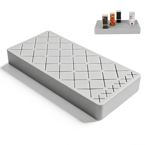 Tissting 24 Plätze Lippenstift Organizer, abnehmbare Silikon Stützeinsätze, Schönheits Make-up Aufbewahrung, Pinsel Lipgloss Halter Organisatoren,Display zur Aufbewahrung von Kosmetika(Grau)