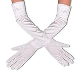 Casdre Wedding Satin Gloves Bridal Gloves 1920s Party Prom Elbow Length Long Opera Gloves Jewerly for Women and Girls (ivory)