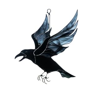 Vkyipg Raven Acrylic Window Wall Decor Stained Hanging Suncatcher Pendant for Home Room Mysterious Crow Witch Ornaments A