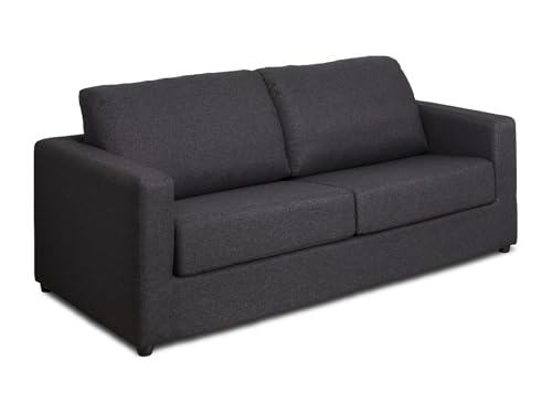 Vente-unique - Canapé 3 Places Convertible Express en Tissu Gris Anthracite - Couchage 140 cm - Matelas 14 cm DONETO
