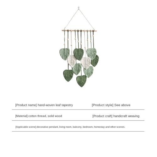 Tenture murale macramé feuille vert pour décoration boho chambre - 3