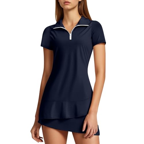 Vestido de tenis casual de manga corta y corte ligero para mujer en verano