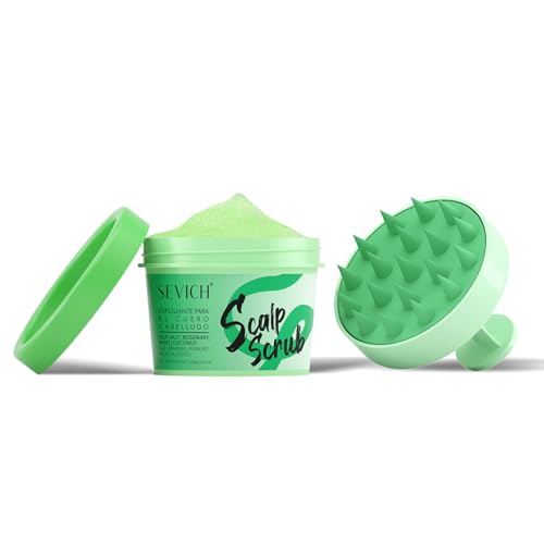 SEVICH Scalp Scrub Travel Size with Massager Brush - Rosemary & Sea Salt Exfoliating Treatment for...