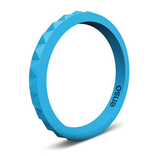Enso Rings Stackable Pyramid Silicone Wedding Ring â€“ Hypoallergenic Unisex Stackable Wedding Band â€“ Comfortable Minimalist Band â€“ 2.5mm Wide, .8mm Thick Azure Blue. Size: 6