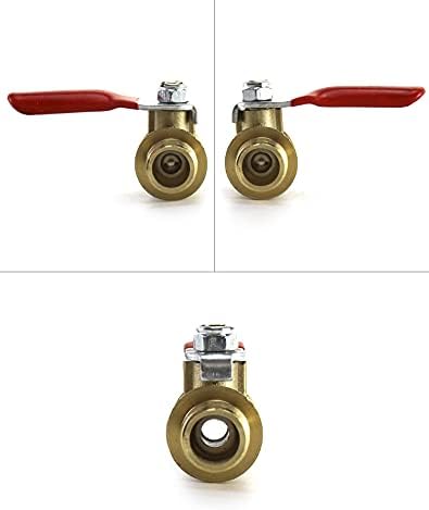 QWORK Ball Valve, 3 Pcs 1/4" Heavy Duty Brass Ball Valve Shut Off Switch, 1/4" Male x Female NPT Thread Pipe Fitting Air Compressor Shut Off Valve