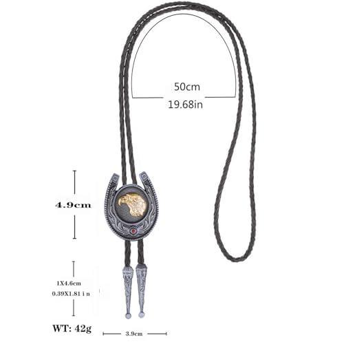 Image of Bolo Tie for Men Women Cowboy Turquoise Celtic Natural Tiger Eye Stone Longhorn Bull Western Leather Bolo Necktie
