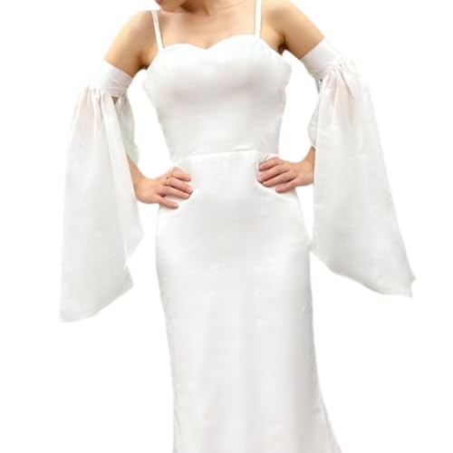ULIJTH Mangas blancas para novia, diseño de manga obispo transparente, perfecto para combinar con varios vestidos, protectores de manga solar para eventos formales, blanco, Taille unique