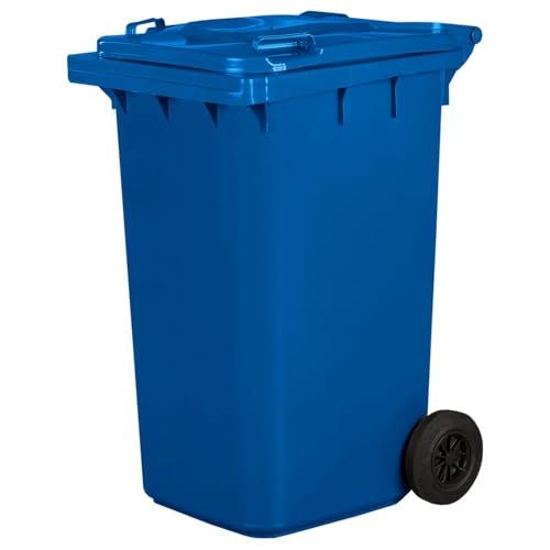 IMJ-Global - Poubelle Exterieur 240l Plastique PN-EN 840, Bac Conteneur pour Déchets et Recyclage avec Roues et Système d'Attelage Mécanique, pour les...