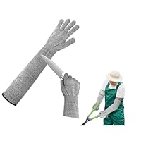 Gartenhandschuhe Damen Herren, Schnittschutzhandschuhe mit langen Ärmeln, Dornensicher zum Beschneiden von Rosen mit Unterarmschutz, 5 Anti-Schnittärmel für Garten und Haushaltsaufgaben 50cm
