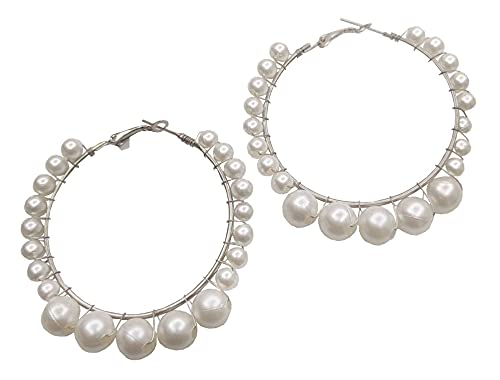 Fuschianet Accessories White Beads Hoop Bali Earrings for Women and Girls (Single Row Graded White Beads) (B09C1QPGY2) Amazon Price History, Amazon Price Tracker