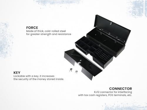 Solide und Elegante Kassenschublade, Zwei-Positionen-Schloss, RJ12 Kabelstecker, Herausnehmbare Geldkassette, Aus dickem Kaltgewalztem Stahl, HDWR HD-KFT46