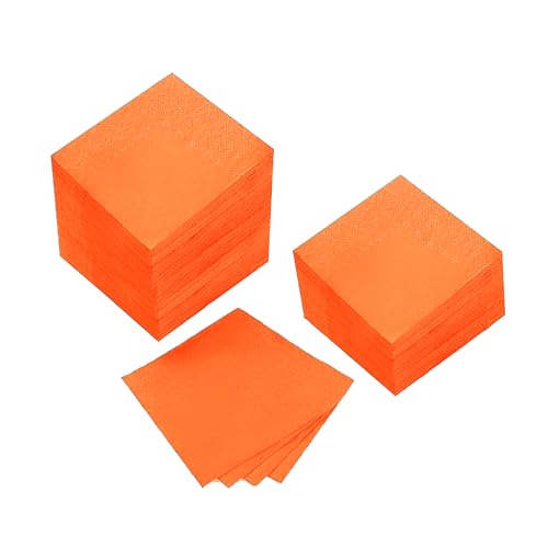100 Pack Cocktail Napkin 2-Ply Disposable Napkins 5 x 5IN Orange