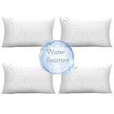 Ashler Kisseneinlagen für Innen- und Außenbereich, hypoallergen, wasserabweisend, quadratisch, Polyester, 4 Stück 12x20 White-a1