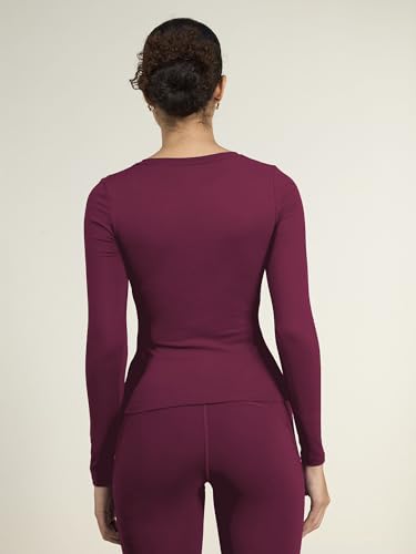 Image of CAVA Sculpt V Neck Top for Women | Snug Sculpted Fit, Long Sleeves, Flattering V Neckline, Minimal Branding, Everyday Activewear Tee