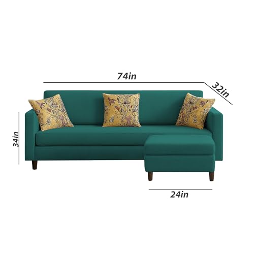 Image of Casaliving Premium Lifestyle Fabric 5 Seater L Shape Sofa Set 4 Seater Modern Sofa Set & Ottoman for Living Room (Pine Color)