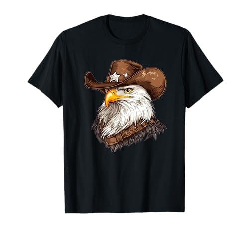 Mutiger Adler mit Cowboyhut für einen Western-Look T-Shirt